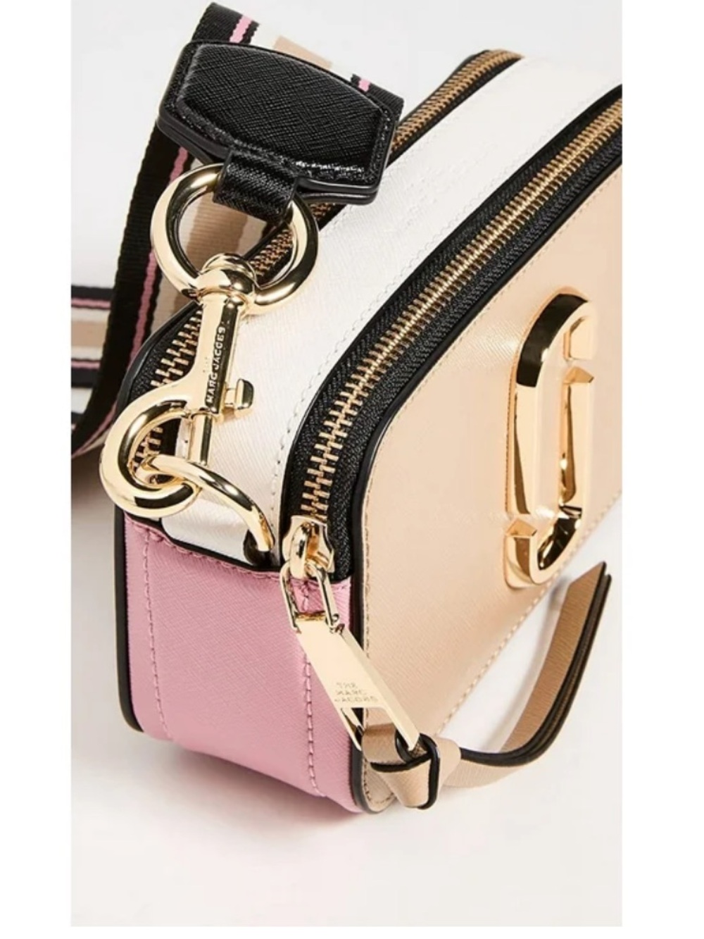 Marc Jacobs Camera Bag Neutral Crossbody Cream Beige Gold Y2K mini stripe Barbie